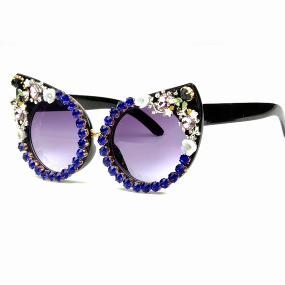 FASHION LUXURY CAT EYES RHINESTONE SUNGLASSES